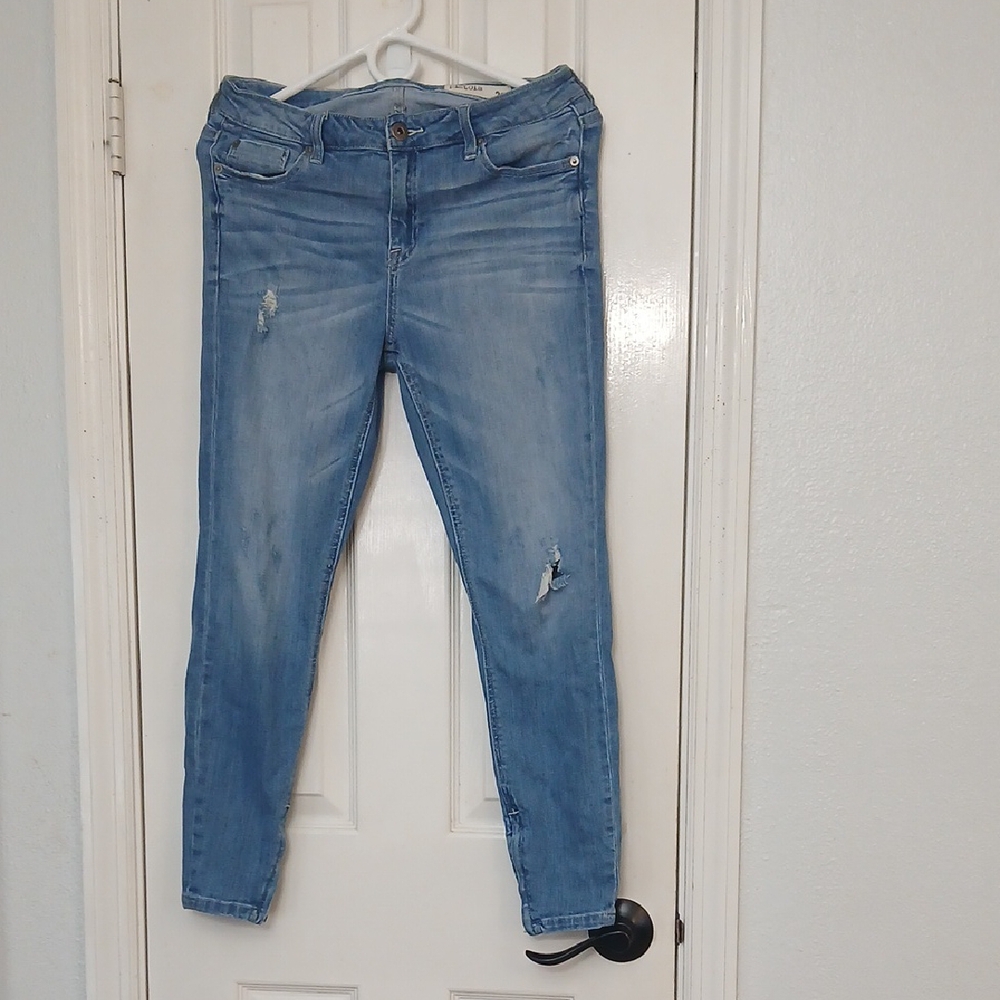 Pistola Light Blue Skinny Jeans With Rippee Details & Zipper On Ankles - Picture 1 of 6